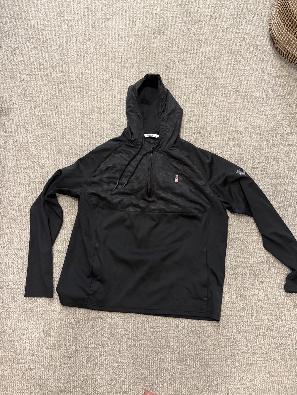 Peter Millar Black Hooded Pullover Windbreaker